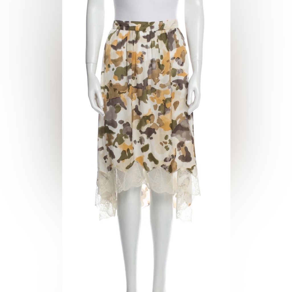 Zadig And Voltaire Lace Soft Camouflage , Midi Skirt